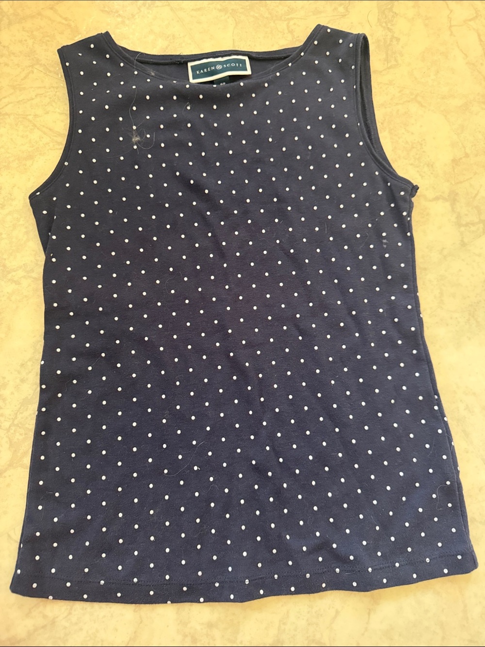 Karen Scott Navy Polka Dot Sleeveless Tank
